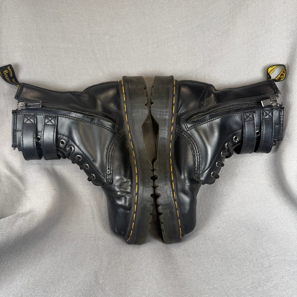 Dr. Martens Jadon Strap Platform Boots Womens 5 Black Leather Buckle Side Zip - Picture 8 of 16